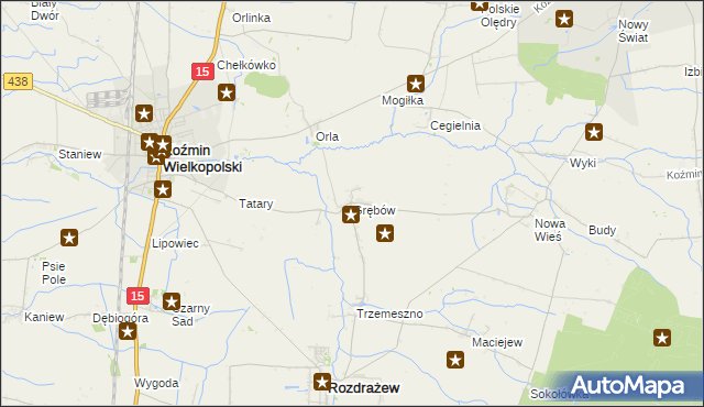 mapa Grębów gmina Rozdrażew, Grębów gmina Rozdrażew na mapie Targeo