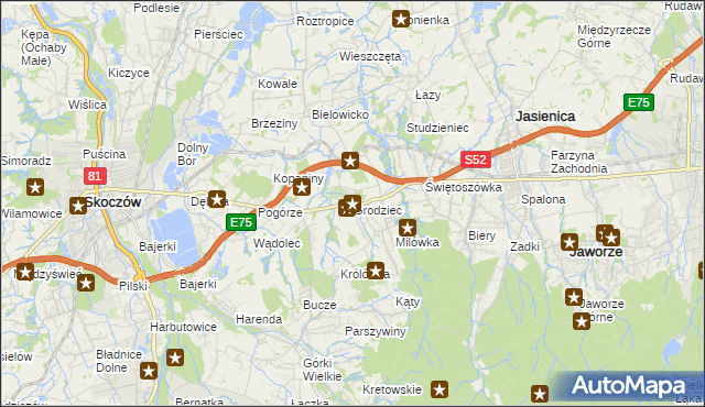 mapa Grodziec gmina Jasienica, Grodziec gmina Jasienica na mapie Targeo