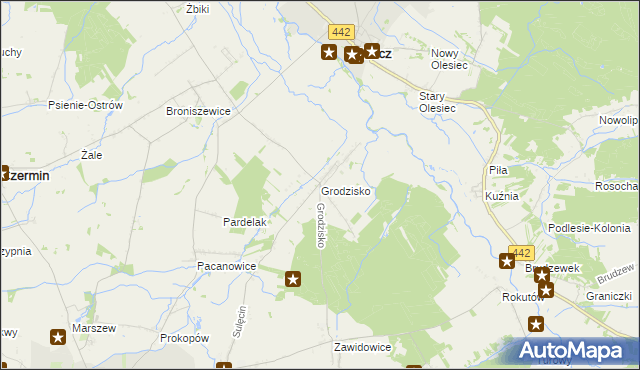 mapa Grodzisko gmina Pleszew, Grodzisko gmina Pleszew na mapie Targeo