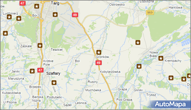 mapa Gronków, Gronków na mapie Targeo