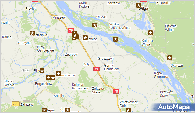 mapa Gruszczyn gmina Magnuszew, Gruszczyn gmina Magnuszew na mapie Targeo