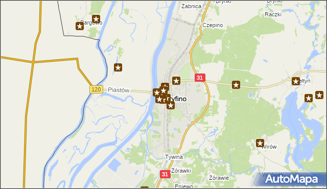 mapa Gryfino, Gryfino na mapie Targeo