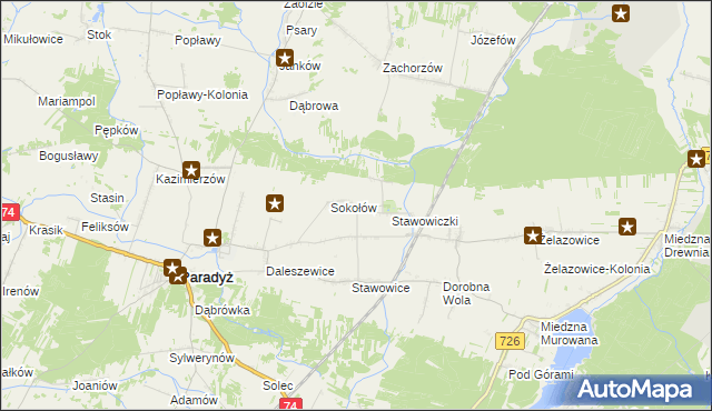 mapa Grzymałów gmina Paradyż, Grzymałów gmina Paradyż na mapie Targeo