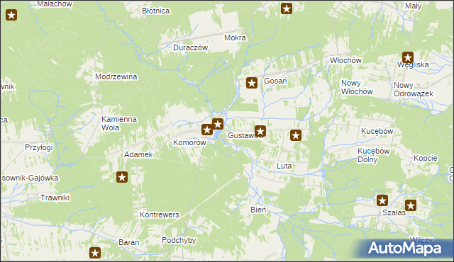 mapa Gustawów gmina Stąporków, Gustawów gmina Stąporków na mapie Targeo