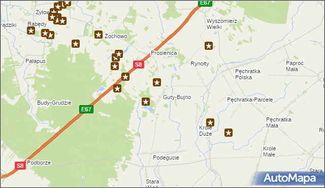 mapa Guty-Bujno, Guty-Bujno na mapie Targeo
