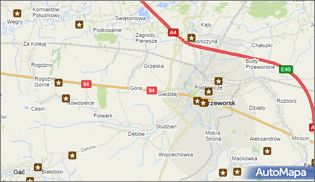 mapa Gwizdaj, Gwizdaj na mapie Targeo