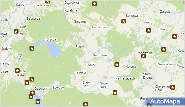 mapa Gwoździec gmina Bojanów, Gwoździec gmina Bojanów na mapie Targeo