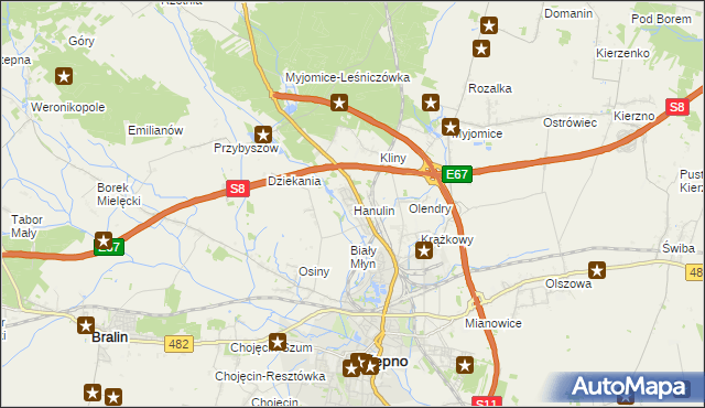 mapa Hanulin, Hanulin na mapie Targeo