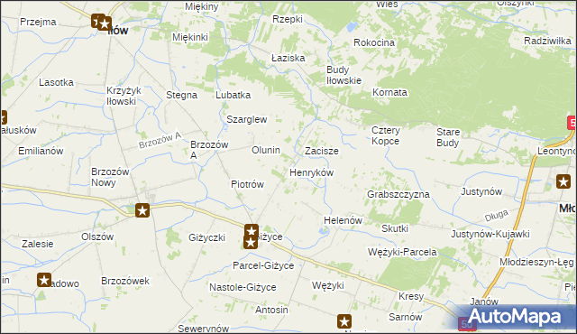 mapa Henryków gmina Iłów, Henryków gmina Iłów na mapie Targeo