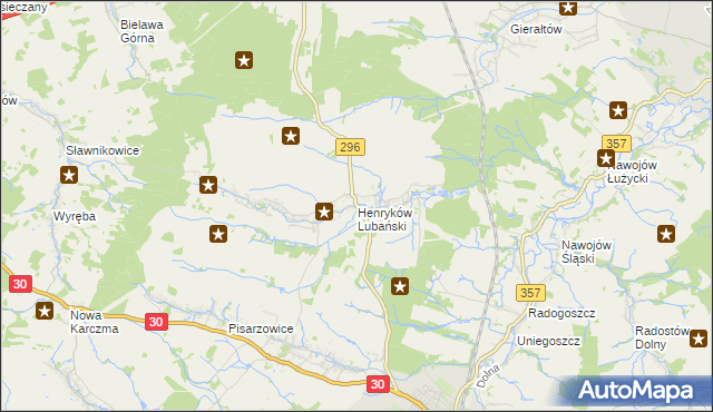 mapa Henryków Lubański, Henryków Lubański na mapie Targeo