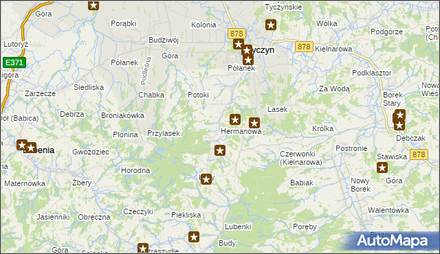 mapa Hermanowa, Hermanowa na mapie Targeo