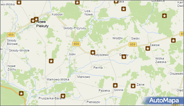 mapa Hodyszewo, Hodyszewo na mapie Targeo