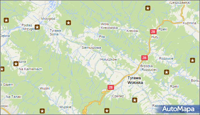 mapa Hołuczków, Hołuczków na mapie Targeo
