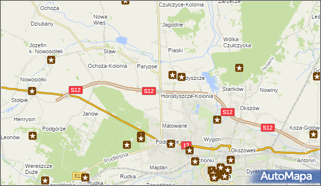 mapa Horodyszcze-Kolonia, Horodyszcze-Kolonia na mapie Targeo