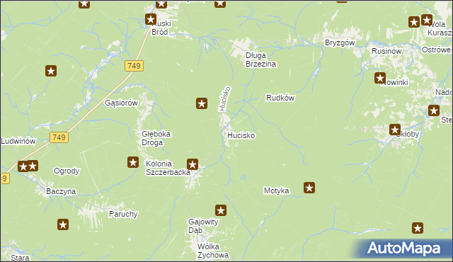 mapa Hucisko gmina Przysucha, Hucisko gmina Przysucha na mapie Targeo