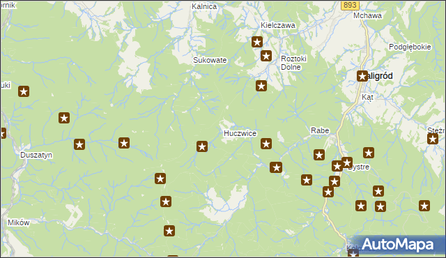 mapa Huczwice, Huczwice na mapie Targeo