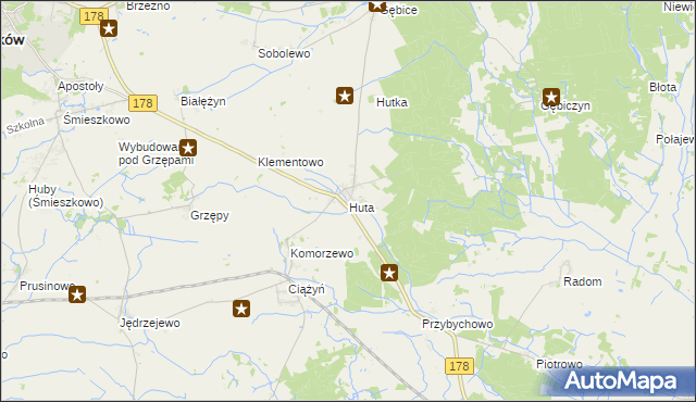 mapa Huta gmina Czarnków, Huta gmina Czarnków na mapie Targeo