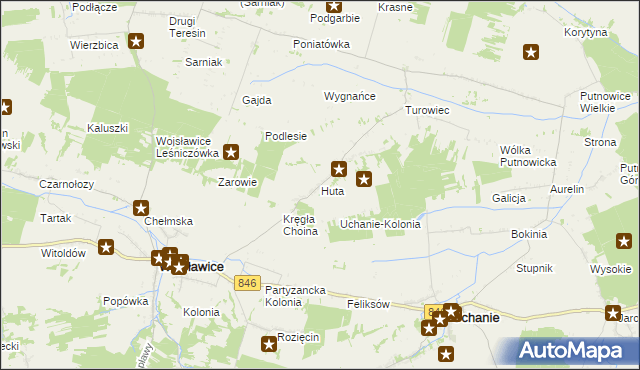 mapa Huta gmina Wojsławice, Huta gmina Wojsławice na mapie Targeo