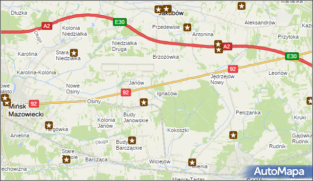 mapa Ignaców gmina Mińsk Mazowiecki, Ignaców gmina Mińsk Mazowiecki na mapie Targeo