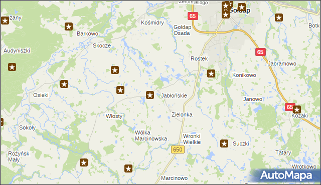 mapa Jabłońskie gmina Gołdap, Jabłońskie gmina Gołdap na mapie Targeo