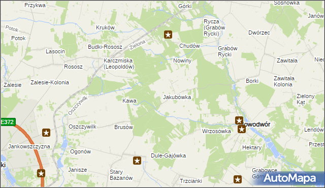 mapa Jakubówka gmina Nowodwór, Jakubówka gmina Nowodwór na mapie Targeo