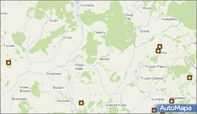 mapa Jakuby gmina Biała Piska, Jakuby gmina Biała Piska na mapie Targeo