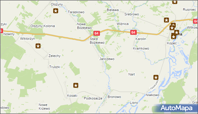 mapa Janczewo gmina Wizna, Janczewo gmina Wizna na mapie Targeo