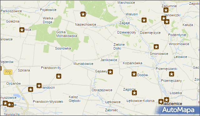 mapa Janikowice gmina Słomniki, Janikowice gmina Słomniki na mapie Targeo