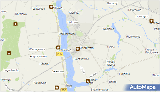 mapa Janikowo powiat inowrocławski, Janikowo powiat inowrocławski na mapie Targeo