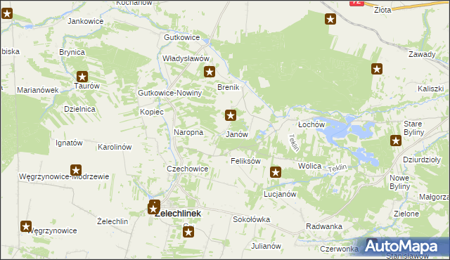 mapa Janów gmina Żelechlinek, Janów gmina Żelechlinek na mapie Targeo