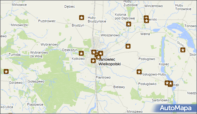 mapa Janowiec Wielkopolski, Janowiec Wielkopolski na mapie Targeo