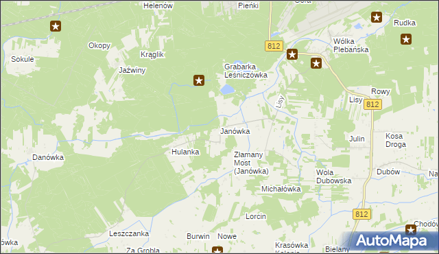 mapa Janówka gmina Biała Podlaska, Janówka gmina Biała Podlaska na mapie Targeo