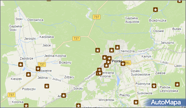 mapa Jaśce Leśniczówka, Jaśce Leśniczówka na mapie Targeo