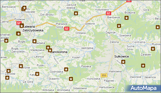 mapa Jastrzębia gmina Lanckorona, Jastrzębia gmina Lanckorona na mapie Targeo