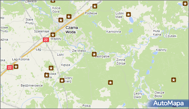 mapa Jastrzębie gmina Osieczna, Jastrzębie gmina Osieczna na mapie Targeo