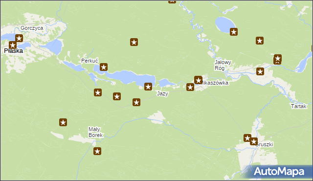mapa Jazy gmina Płaska, Jazy gmina Płaska na mapie Targeo