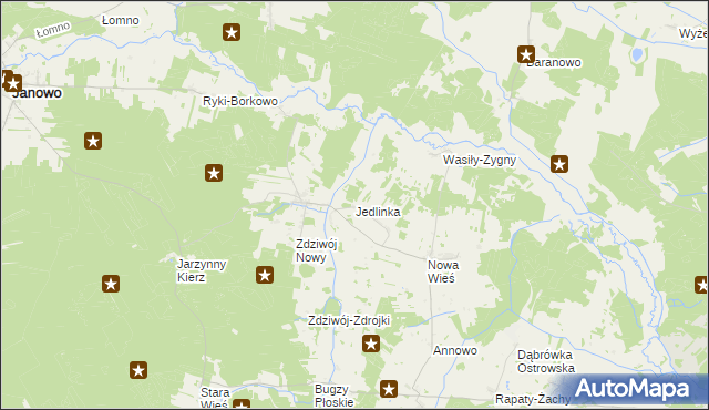 mapa Jedlinka gmina Chorzele, Jedlinka gmina Chorzele na mapie Targeo