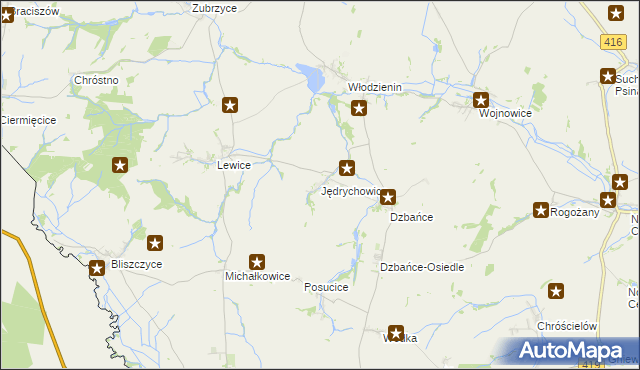 mapa Jędrychowice, Jędrychowice na mapie Targeo
