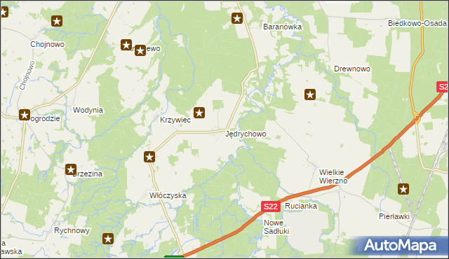 mapa Jędrychowo gmina Frombork, Jędrychowo gmina Frombork na mapie Targeo