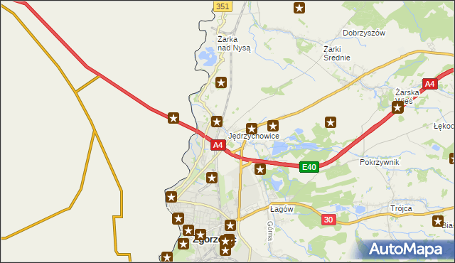 mapa Jędrzychowice gmina Zgorzelec, Jędrzychowice gmina Zgorzelec na mapie Targeo