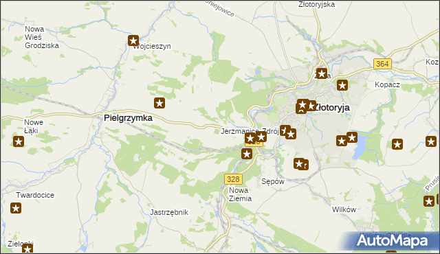 mapa Jerzmanice-Zdrój, Jerzmanice-Zdrój na mapie Targeo