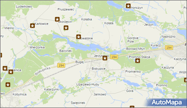 mapa Jerzykowo gmina Pobiedziska, Jerzykowo gmina Pobiedziska na mapie Targeo