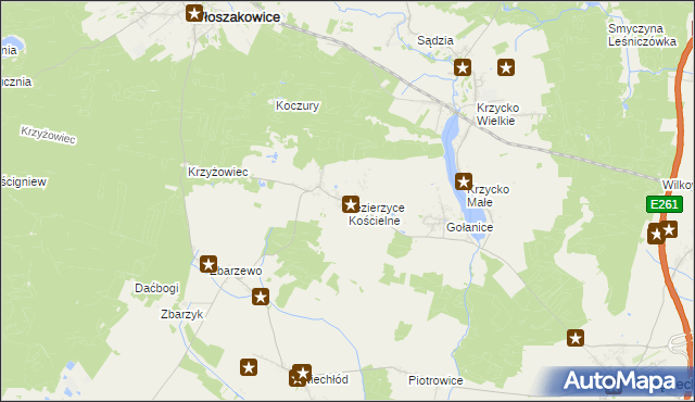 mapa Jezierzyce Kościelne, Jezierzyce Kościelne na mapie Targeo