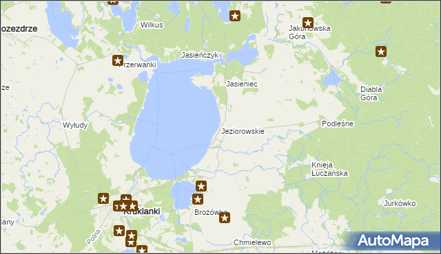 mapa Jeziorowskie gmina Kruklanki, Jeziorowskie gmina Kruklanki na mapie Targeo