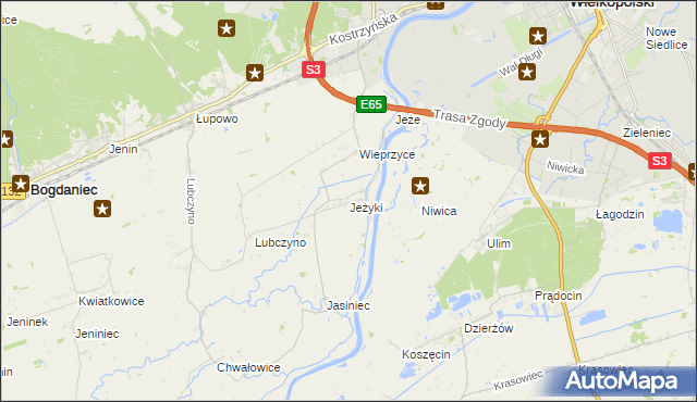 mapa Jeżyki, Jeżyki na mapie Targeo