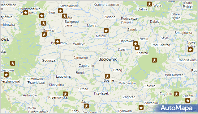 mapa Jodłownik, Jodłownik na mapie Targeo