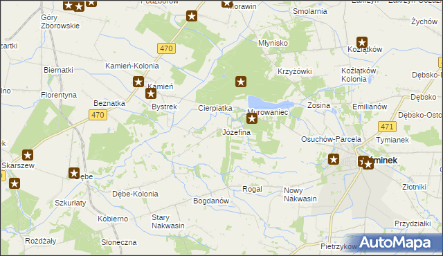 mapa Józefina gmina Koźminek, Józefina gmina Koźminek na mapie Targeo