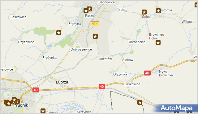 mapa Józefów gmina Biała, Józefów gmina Biała na mapie Targeo