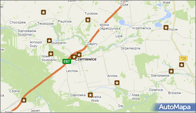 mapa Józefów gmina Czerniewice, Józefów gmina Czerniewice na mapie Targeo