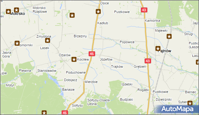 mapa Józefów gmina Pątnów, Józefów gmina Pątnów na mapie Targeo